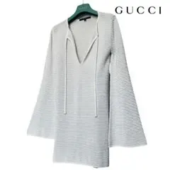 極美品✨GUCCI グッチ✨レーヨン ボーダー サマーニット チュニック XSのサムネイル