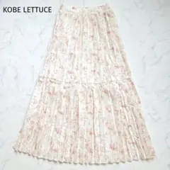 神戸レタス マーメイド スカート 花柄 プリーツ ロング エクリュ ピンク ゴムのサムネイル