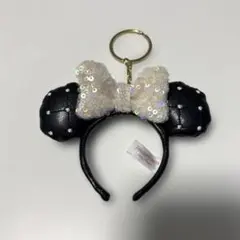 ミニーマウスレザー リボン付きカチューシャ　キーホルダー
