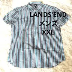 LANDS' END メンズ 半袖シャツ ボタンダウン ストライプ XXL　美品のサムネイル