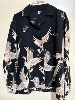 アロハシャツ 長袖 ブラック