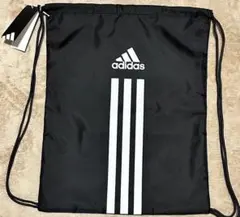 adidas 新品未使用 ストライプ ナップザック 黒 軽いバッグ