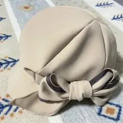 【美品】ca4la キャスケット　ベージュ　リボン　カシラ帽子