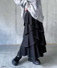 PAGEBOY ステッチティアードフリルスカート 黒 ブラック スカート