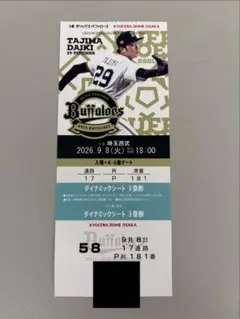 連番2枚】オリックスvsソフトバンク 8/29京セラドーム ライブシート1塁