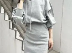 INGNI グレー フード付きワンピース
