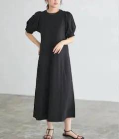 GU パフスリーブ　バックオープン ワンピース　XL