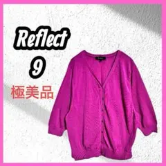極美品　[Reflect] 五分袖　カーディガン　パープル　 シアー　無地　M
