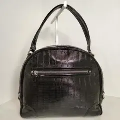 ジャックルコー ハンドバッグ 型押し フランス製 肩掛け エナメルレザー 黒