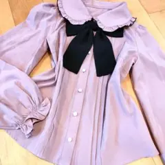 アンクルージュ　甘姫系　 フリル襟 リボン付きブラウス