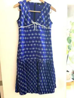 OZOC 38 青いプリーツスカート ノースリーブワンピース