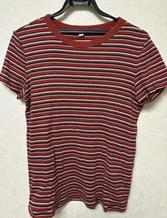 UNIQLO ストライプ Tシャツ XL 赤