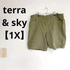 terra & sky オリーブグリーン ショートパンツ 1X レディース