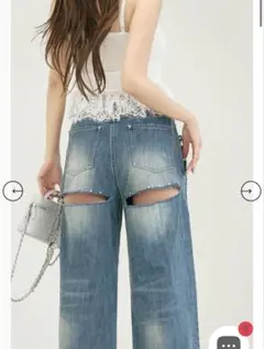 RANDYヒップカットアウト ワイドデニムパンツ randyデニムパンツ ヒップカットアウト ワイドパンツs - メルカリ