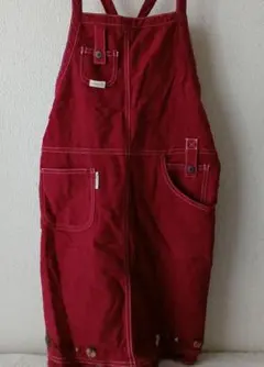 赤いコットンオーバーオール（トマト刺繍）