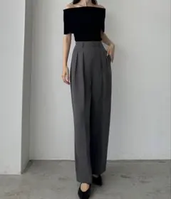 Louere ルエレ ツータックスラックス グレー MT タグ付き