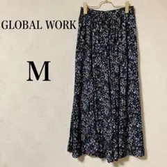 【グローバルワーク】 ガウチョパンツ M ワイドパンツ スカーチョ ウエストゴム