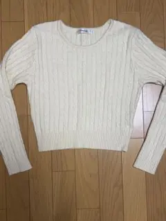 アイボリー ケーブルニットセーター Lサイズ