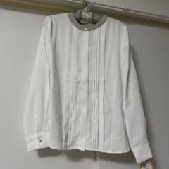 【訳あり品の為お買得】イージーケア ピンタックブラウス　長袖　ホワイト