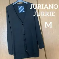 【JURIANO JURRIE】ミドル丈 カーディガン 無地 羽織 黒 ブラックのサムネイル