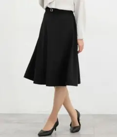 Honeys 美ージー ベルト付フレアスカート ブラック