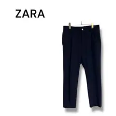 【ザラ】スラックス　パンツ　テーパード　オフィスカジュアル　綺麗　ネイビー