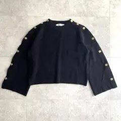 Embellished Button Ribbed Knit pullover