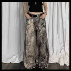 ジーンズ　ワイドパンツ　バギーパンツ　カモフラ　Y2K 韓国　ストリート　迷彩