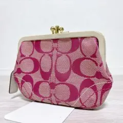 Coach Signature Kisslock CoinWallet Pink - メルカリ