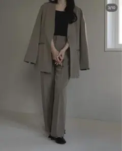 nairo ノーカラージャケット　セットアップ　ベージュ