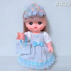 409 メルちゃん 服 ハンドメイド 3点セット ワンピース 髪飾り バッグ