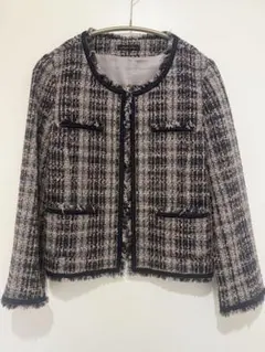 FredyEmueノーカラージャケット ネイビー系チェック