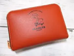 新品 財布 ミニ財布 レディース マルチケース スヌーピー 本革 オレンジ