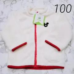 Disney　ディズニー　ミッキー　フリース　ふわふわ　長袖　冬服　ジッパー　白