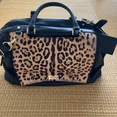 POTIOR レザーバッグ　黒　レオパード柄