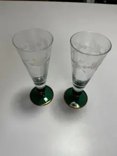 エッチング装飾のグラス 2個セット