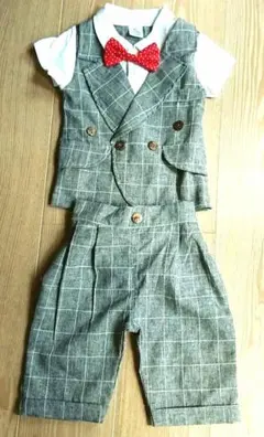 【七五三】子供服キッズ半袖スーツ 蝶ネクタイ 90cm お宮参り 七五三 晴れ着