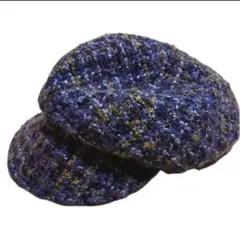 紫色のツイードキャスケット　ハンチング帽