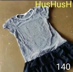 【HusHusH/ハッシュアッシュ】半袖カットソー/女の子140/チュニック丈のサムネイル