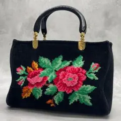 良品✨フェイラー ハンドバッグ コットン シュニール織 花柄 バラ ロゴ金具のサムネイル