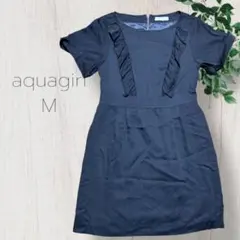 【美品】aquagirl アクアガール フリルワンピース ブラック半袖 Mのサムネイル