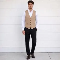 UNITED ARROWS ベスト ストライプ ベージュ ビジネス フォーマルのサムネイル