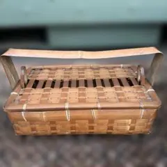 ヴィンテージ　竹バスケット 持ち手付き