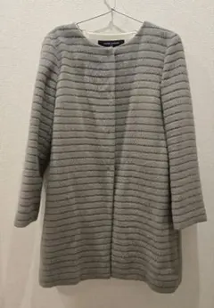 UNITED ARROWS グレー ストライプ ロングコートのサムネイル