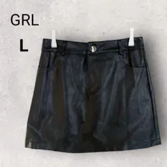 グレイル インパン付きレザーミニスカートL 黒 スカパン フェイクレザー 台形