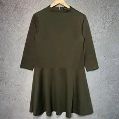 アーバンリサーチ フレアワンピース ひざ丈 長袖 Uネック 無地 F カーキ