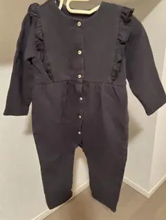 H&M ダークグレー フリルロンパース 長袖　90cm