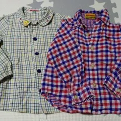 100 ミキハウス ダブルB 長袖シャツ 2枚セット