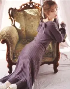 新品グレイル　リブ編みバックリボンニットワンピース