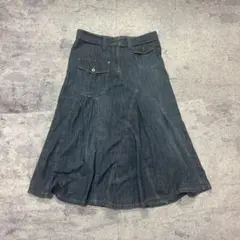 【大きいサイズ】デニムロングスカート 濃紺 アシンメトリー Y2K カジュアル